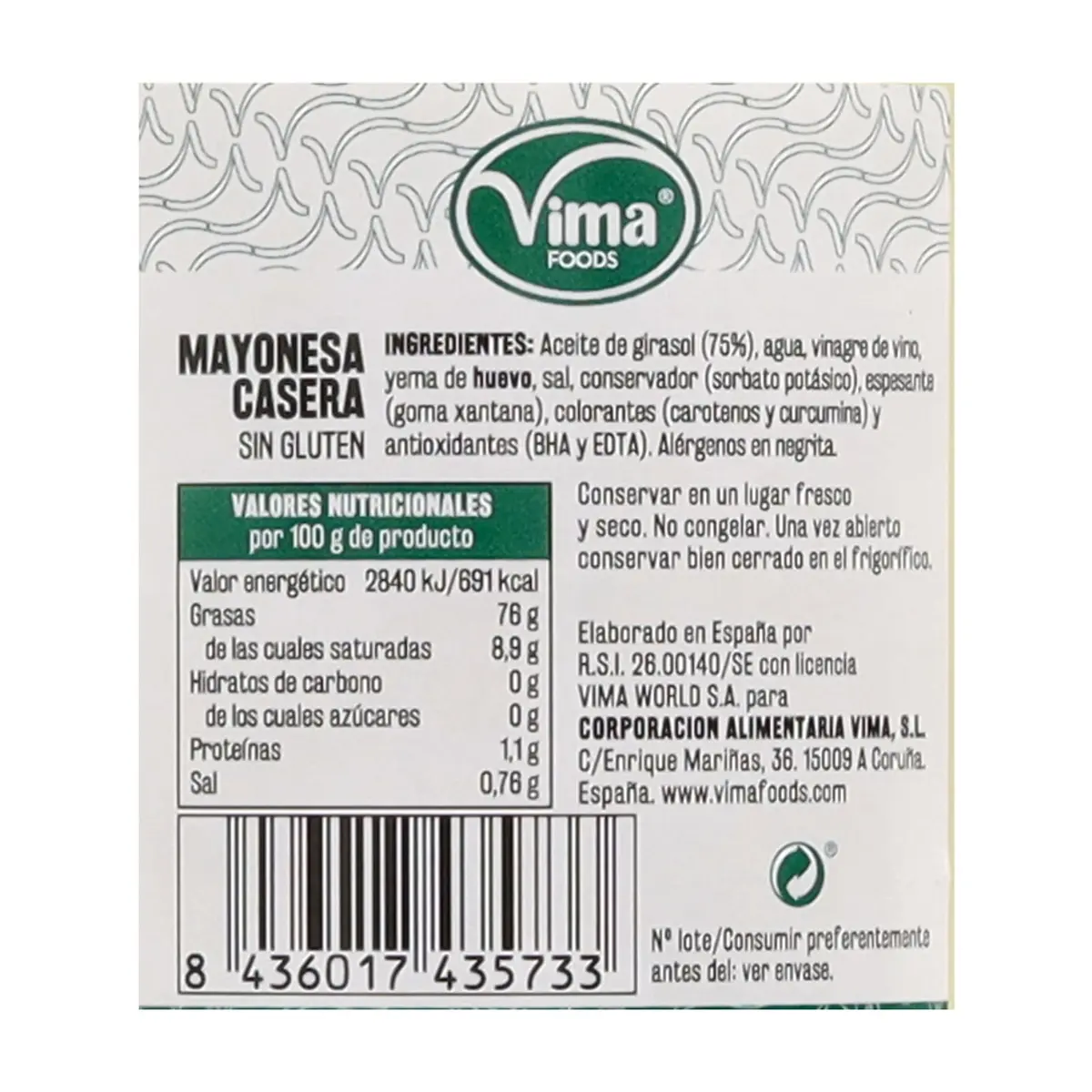 Mayonesa casera Vima Foods (450 ml) - Miniatura 3