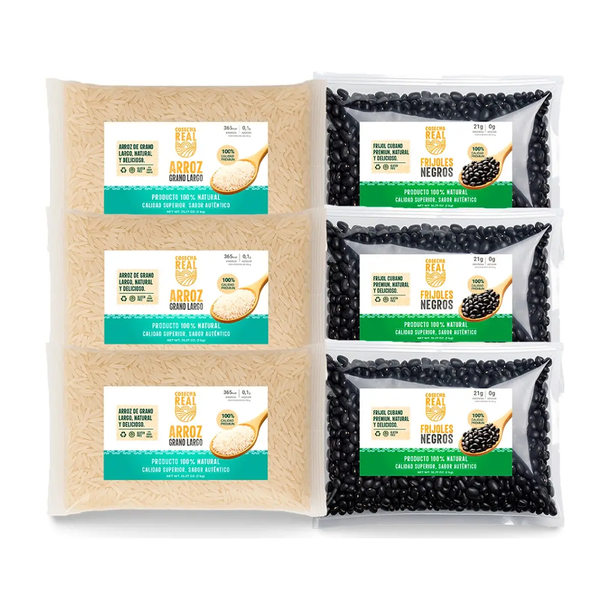 Combo de granos y legumbres Cosecha Real #3: Arroz de grano largo + Frijoles negros