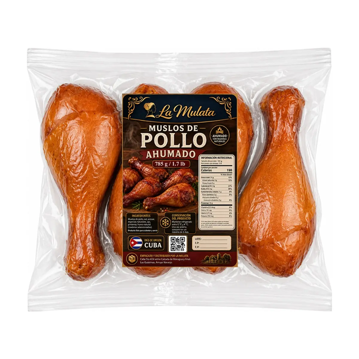 Muslos de pollo ahumados La Mulata (785 g / 1.7 lb)