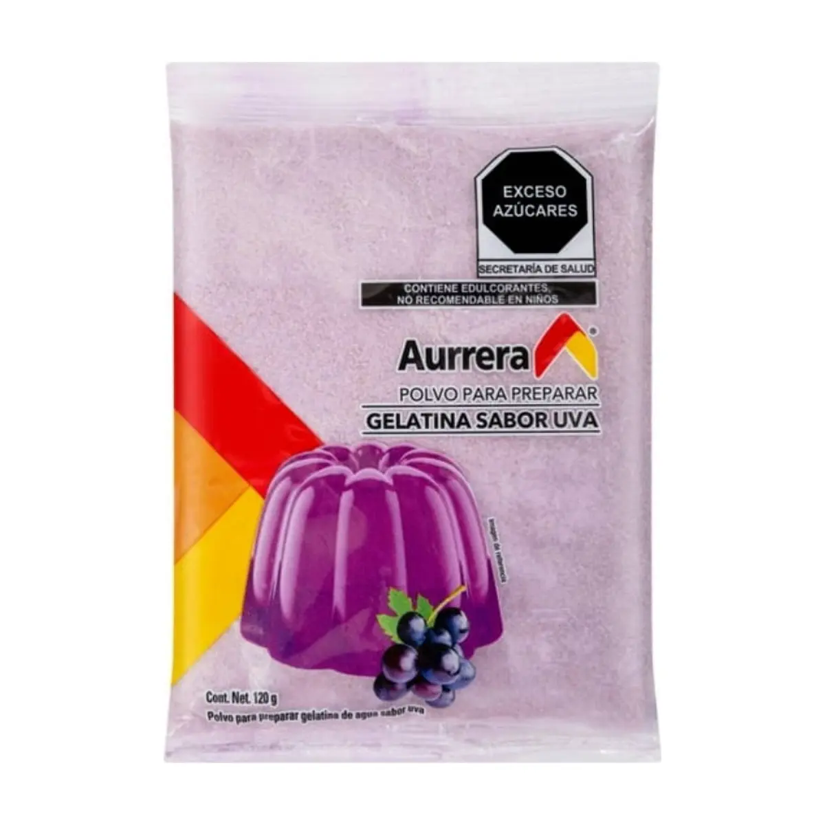 Polvo para preparar gelatina de agua sabor uva Aurrera (120 g / 4.2 oz)