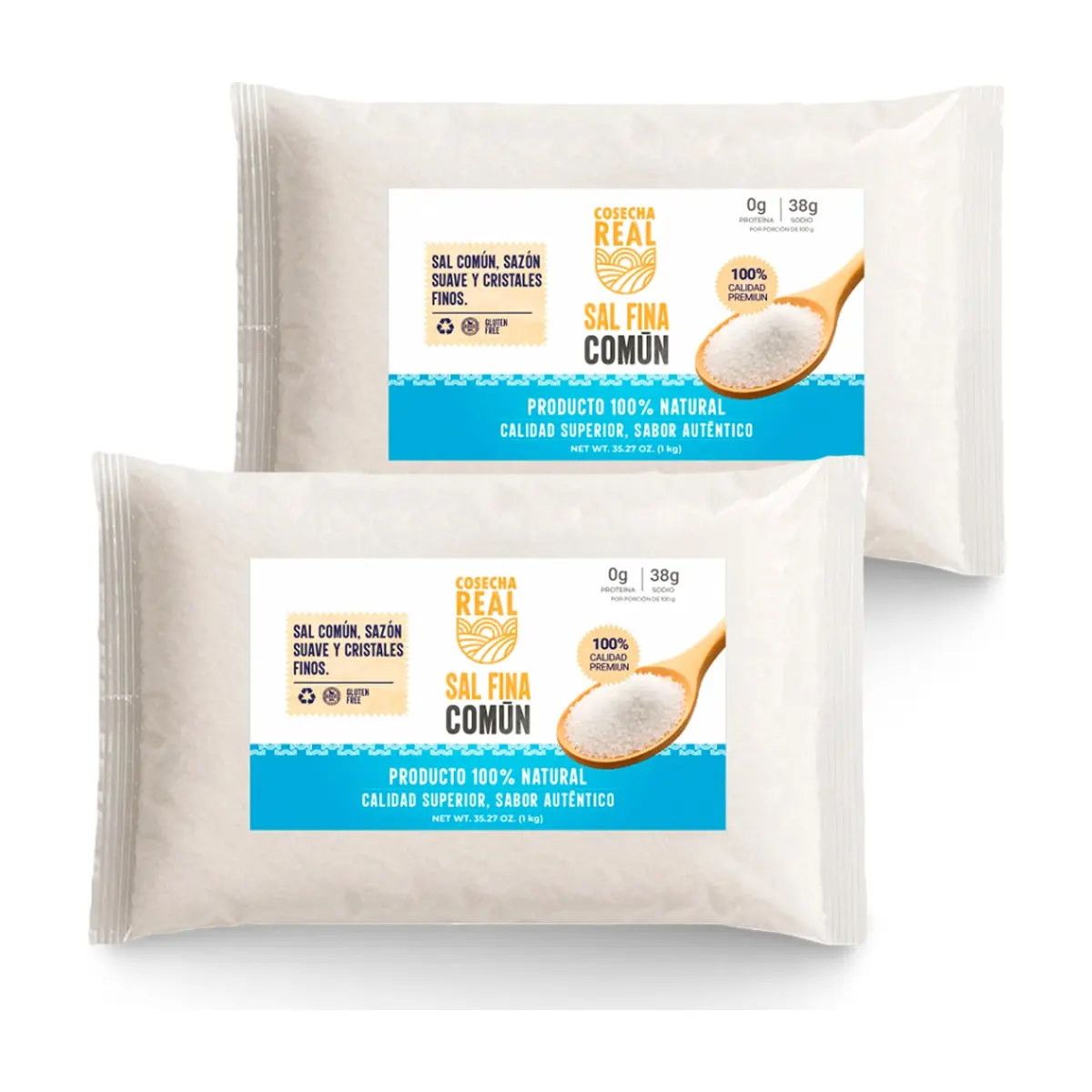 Sal fina común Cosecha Real (2 x 1 kg / 2.2 lb)