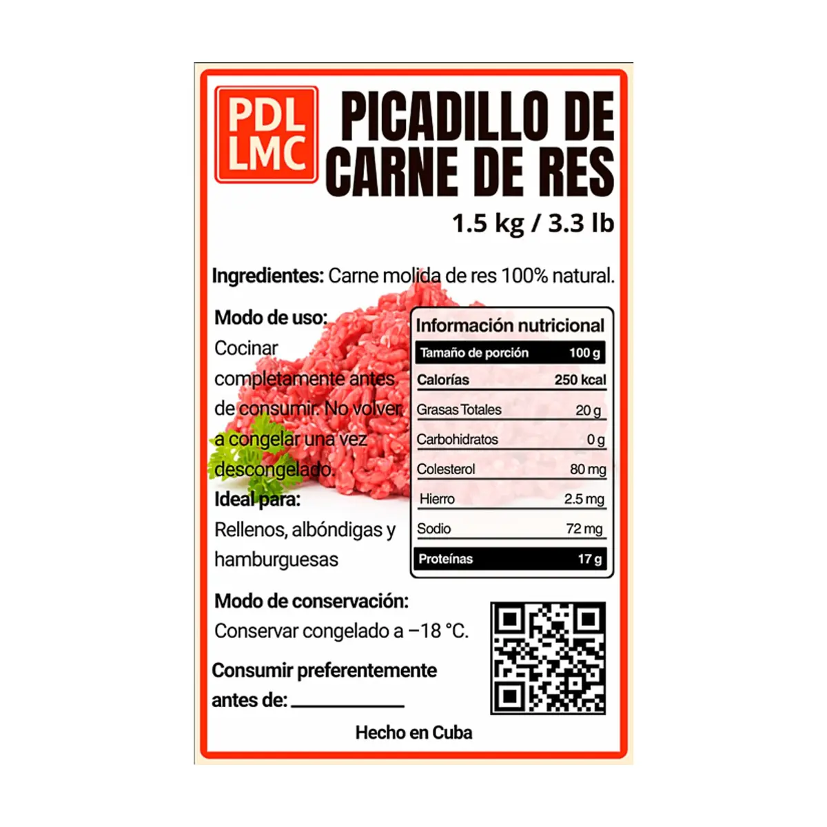 Picadillo de carne de res PDL LMC (1.5 kg / 3.3 lb) - Thumbnail 3