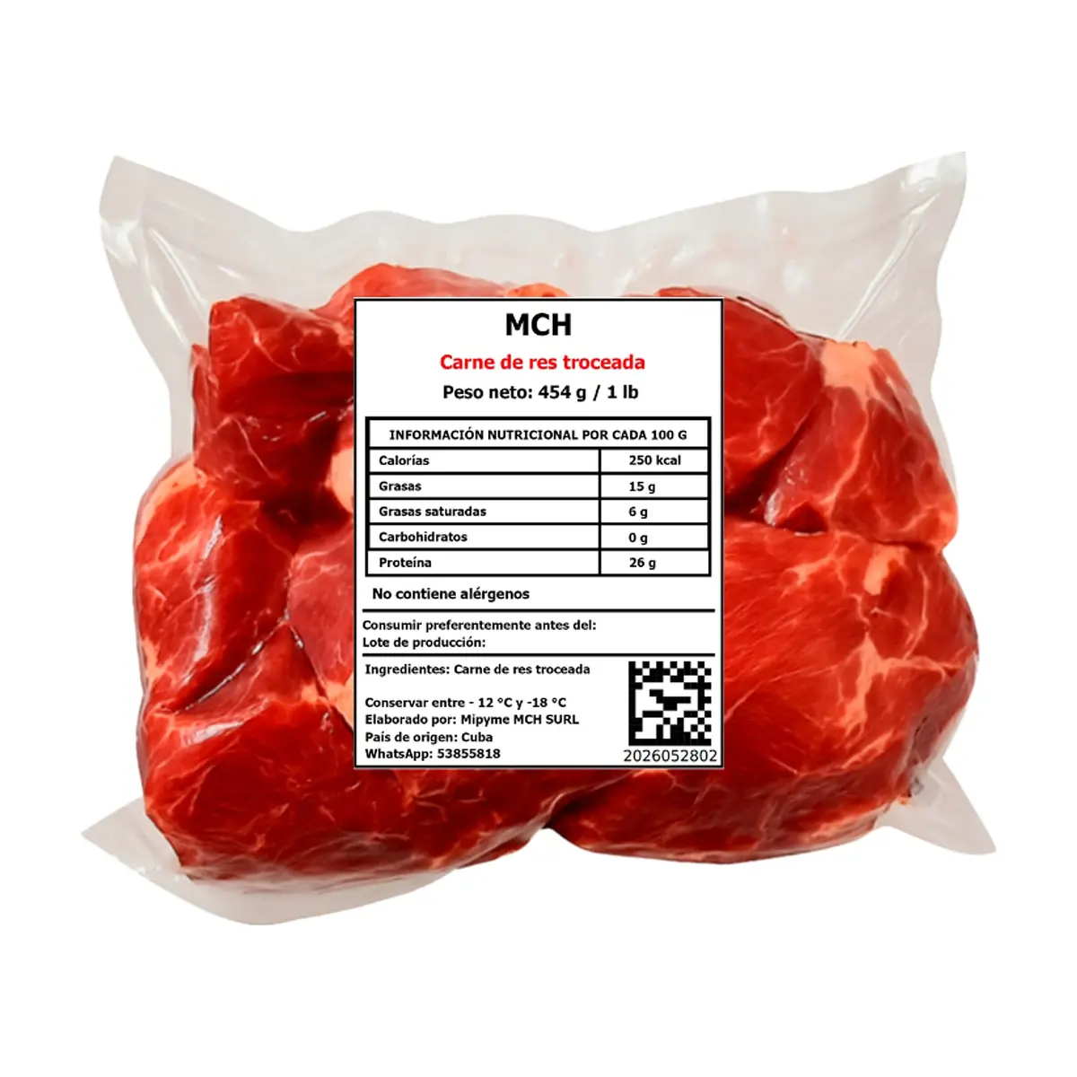 Carne de res troceada MCH (454 g / 1 lb)