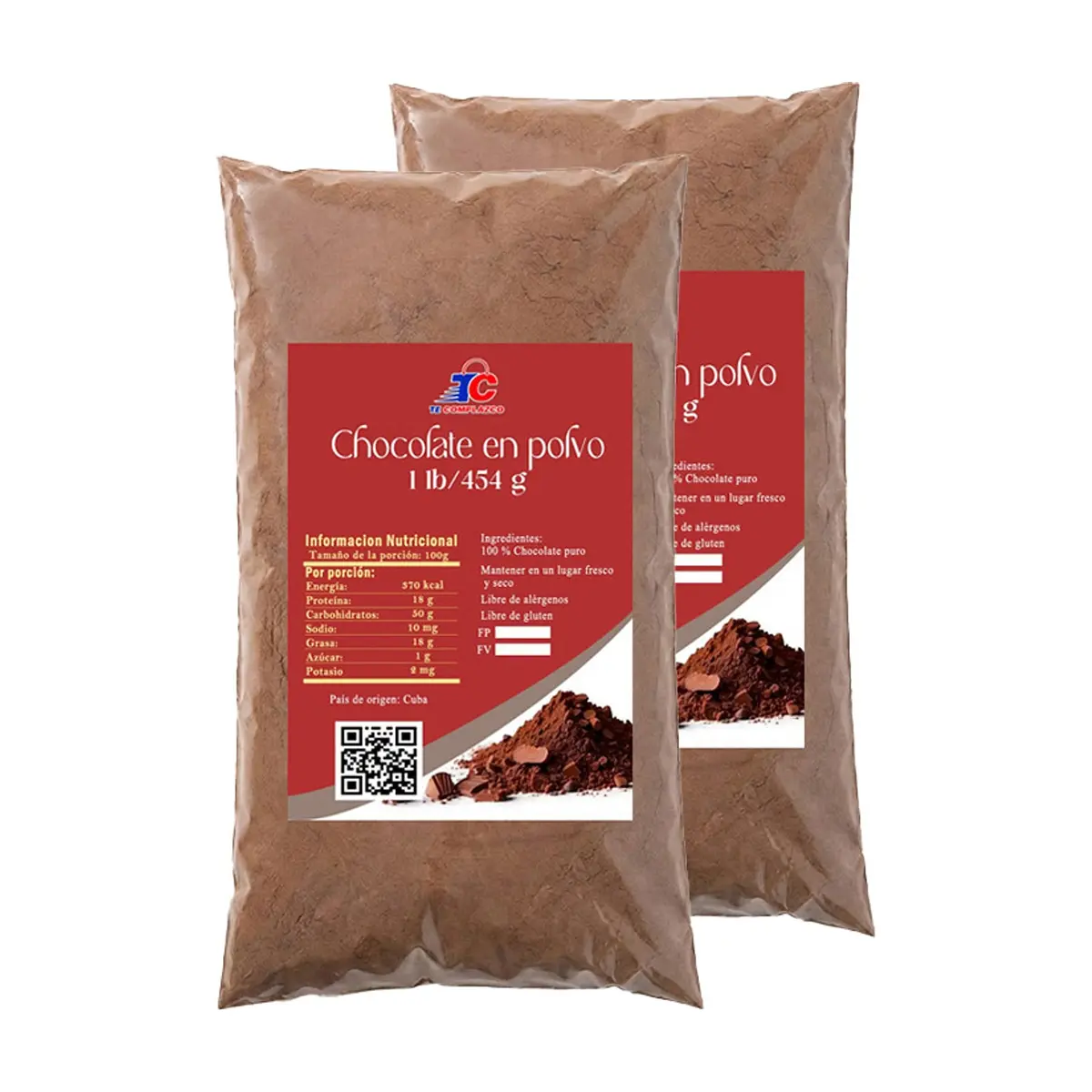 Chocolate en polvo Te Complazco (2 x 454 g / 1 lb)