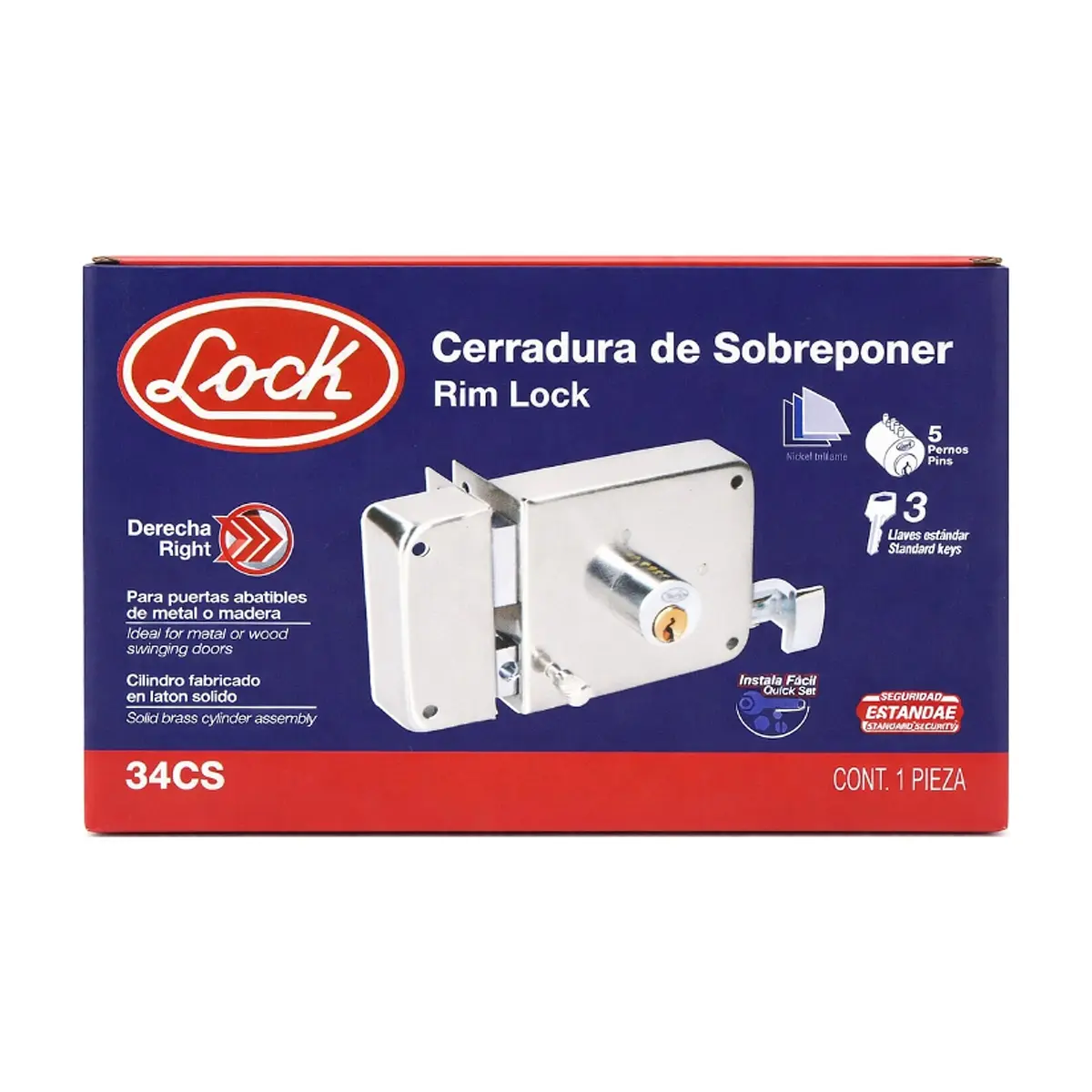 Cerradura de sobreponer función instala fácil 34CS Lock - Thumbnail 2