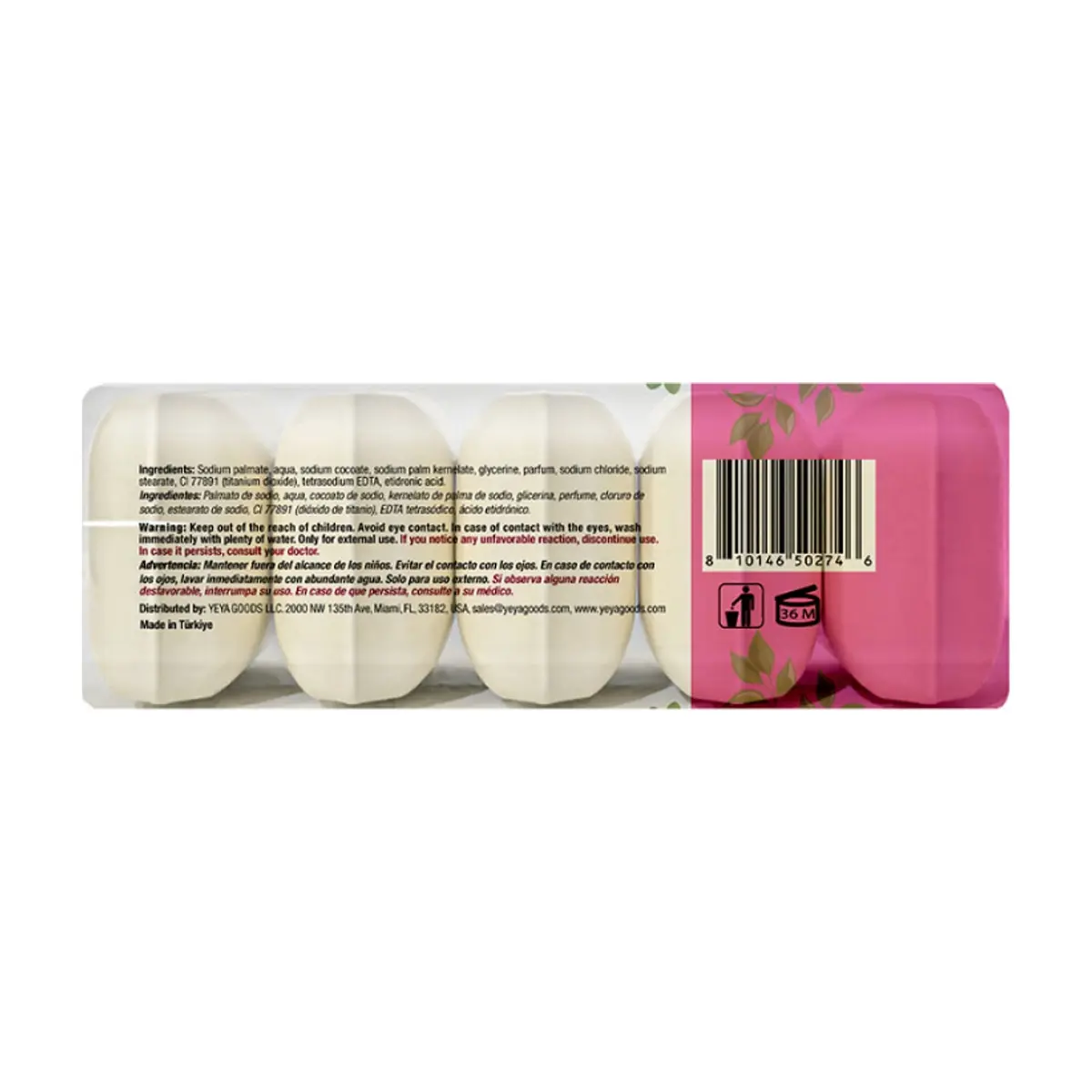 Jabón de tocador de rosa YEYA (4 x 300 g / 10.58 oz) - Miniatura 2