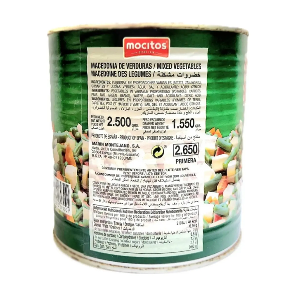 Macedonia de verduras Mocitos (2.5 kg / 5.51 lb) - Miniatura 2