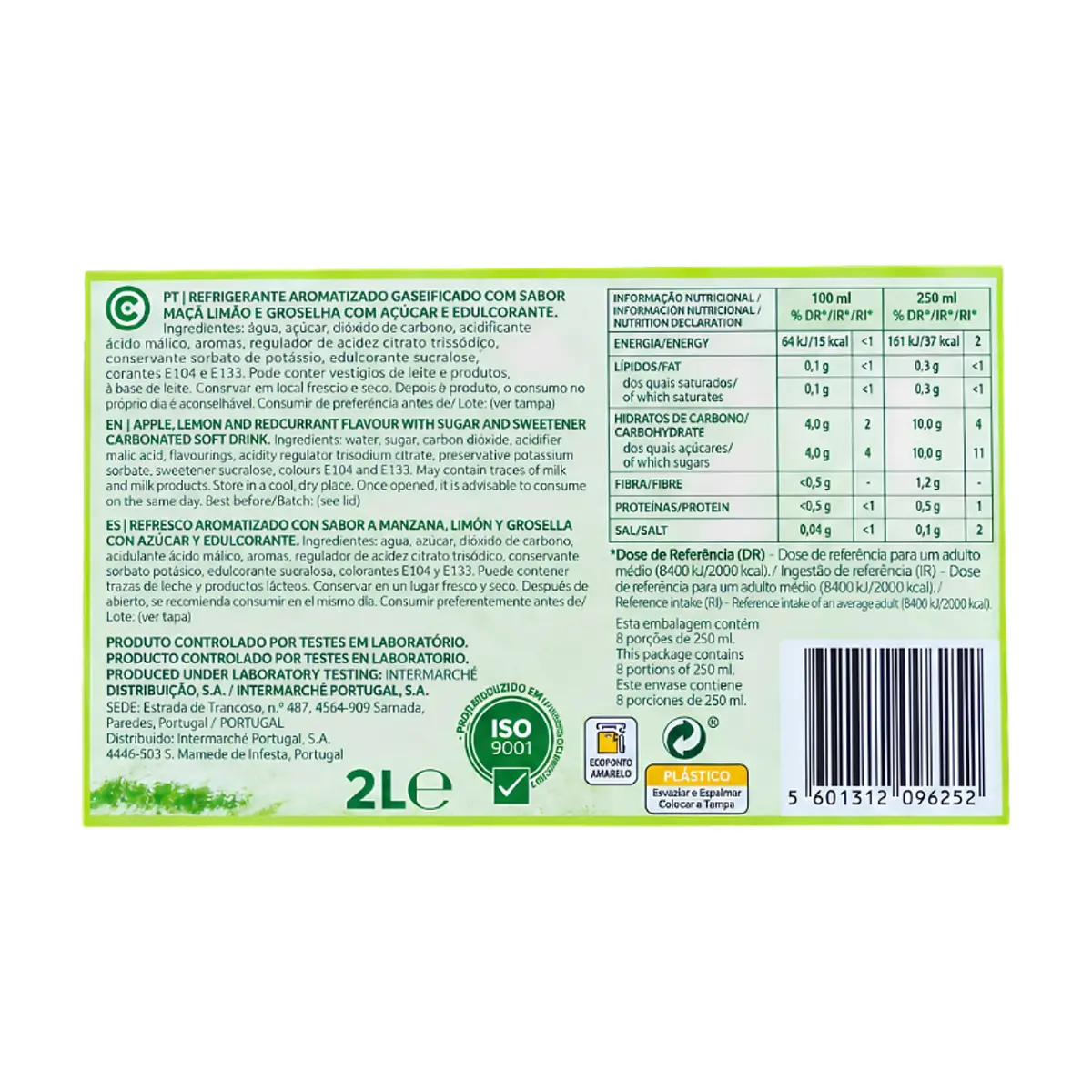Refresco aromatizado y carbonatado con sabor a limón-lima y grosella Continente (2 L / 67.63 floz) - Thumbnail 4