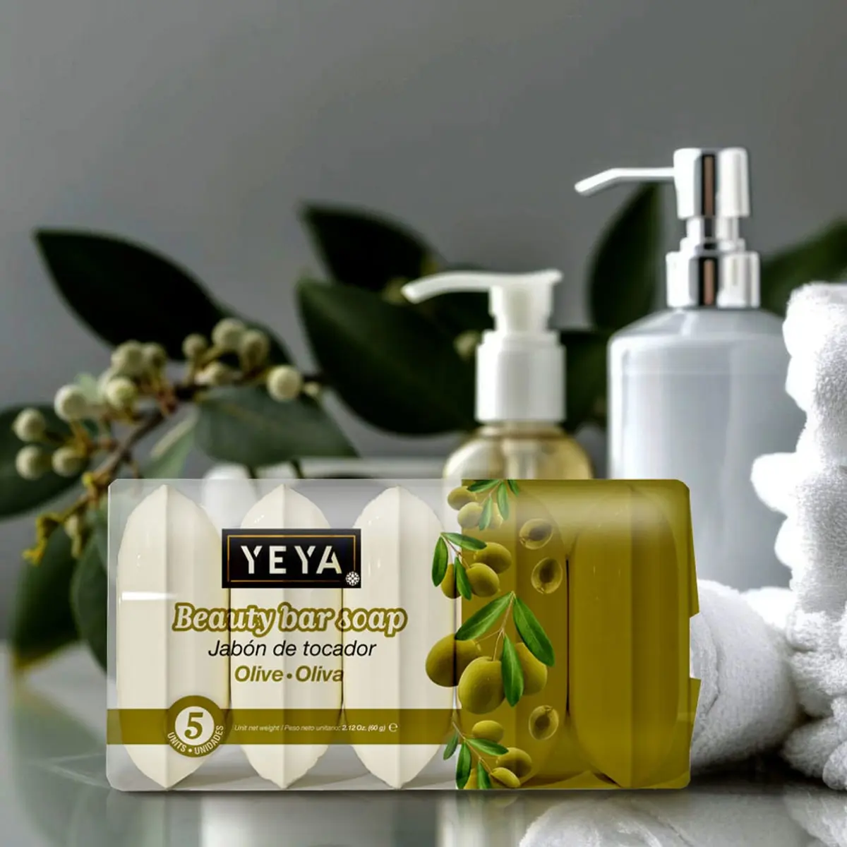 Jabón de tocador de oliva YEYA (5 x 60 g / 2.12 oz) - Miniatura 4