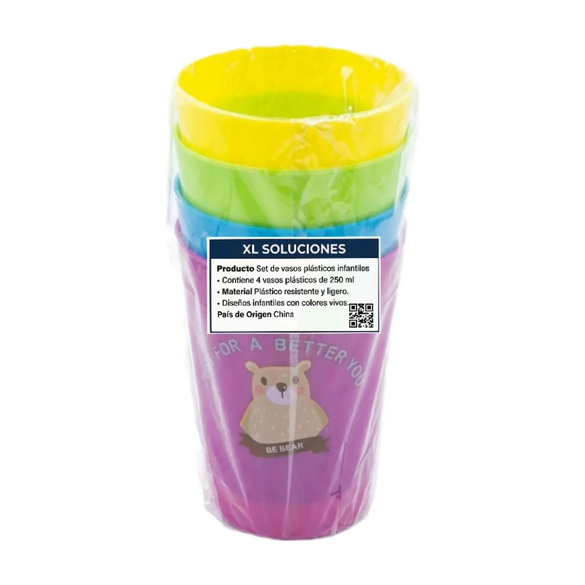 Set de vasos plásticos infantiles con diseños de animales XL Soluciones (4 U) - Thumbnail 3