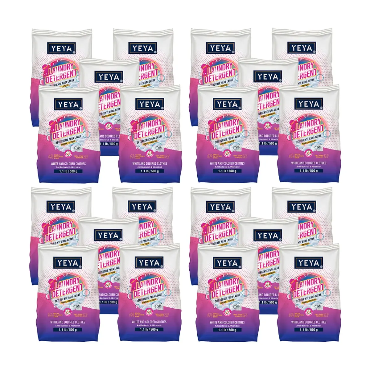Detergente en polvo con aroma a flores YEYA (20 x 500 g / 1.1 lb) - Miniatura 1