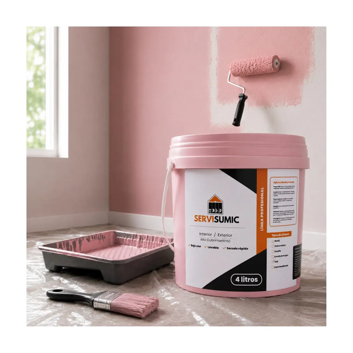 Pintura de vinil color rosado SERVISUMIC (4 L) - Thumbnail 4