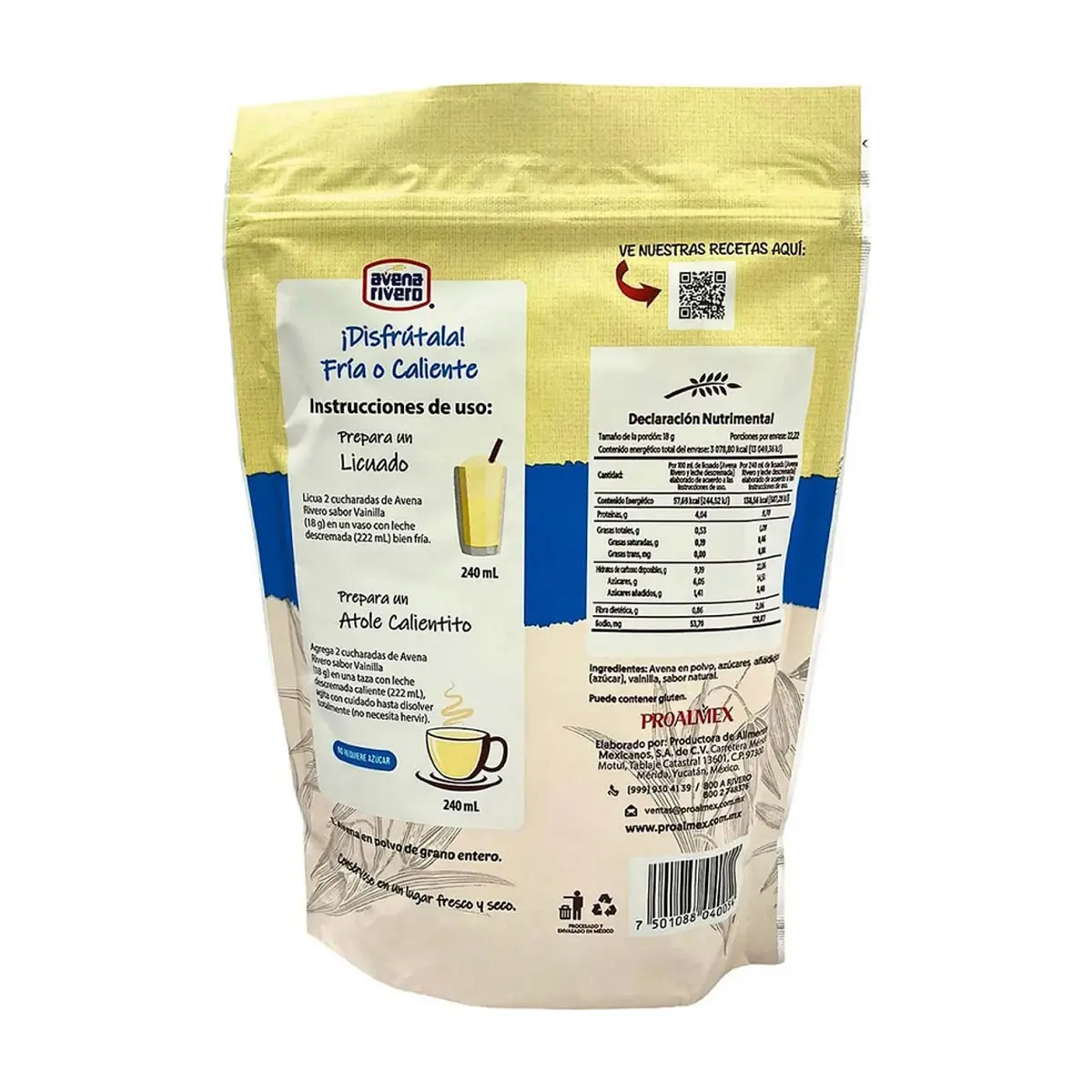 Avena en polvo sabor vainilla Avena Rivero (400 g / 14.11 oz) - Thumbnail 2