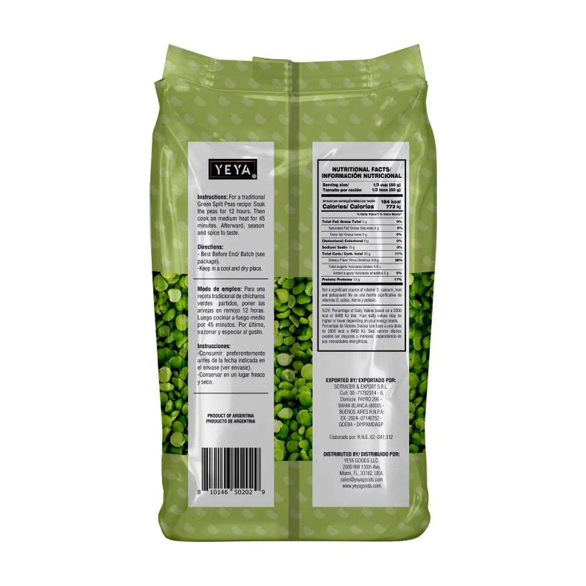 Chícharos verdes partido YEYA (1 kg / 2.2 lb) - Thumbnail 2
