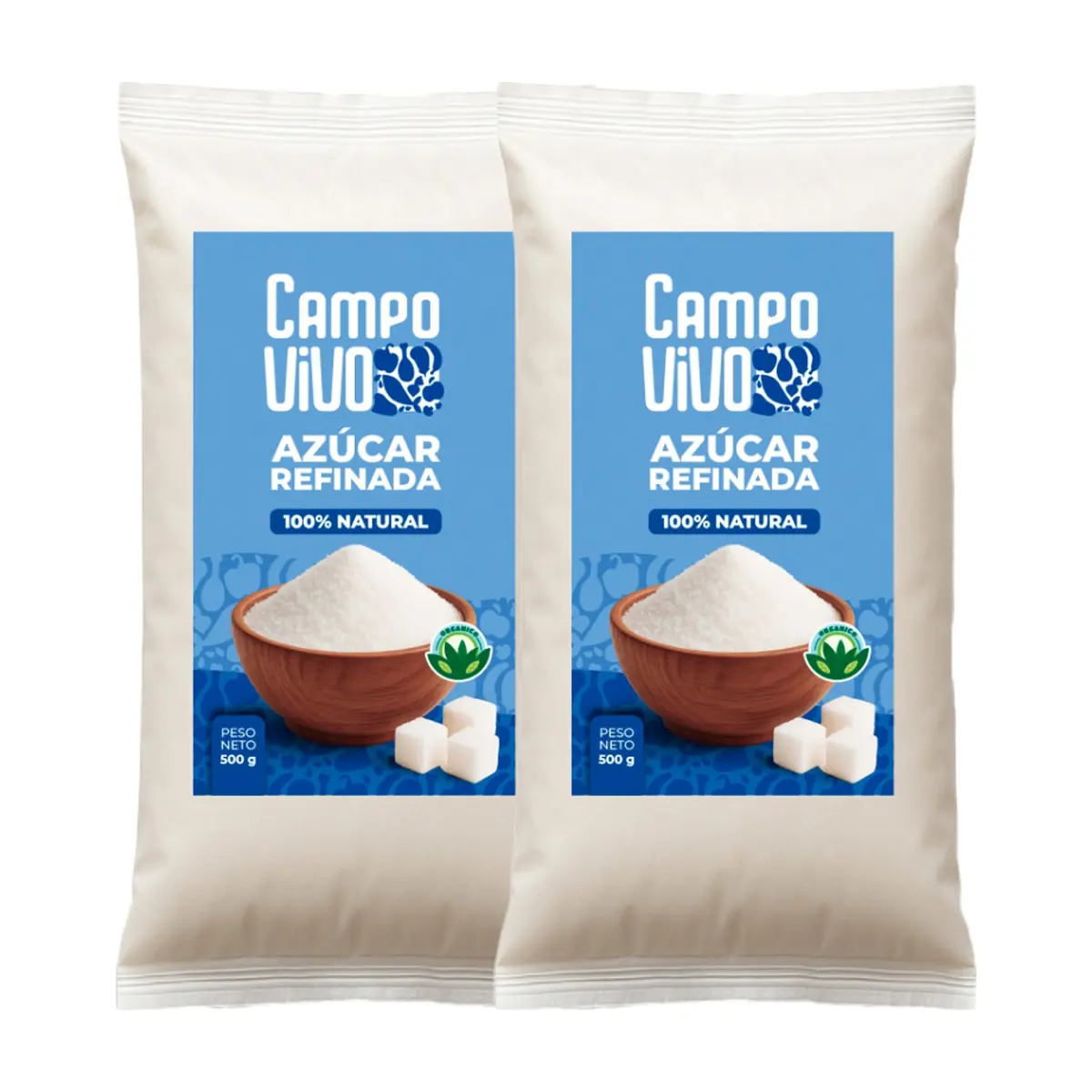 Azúcar blanca refinada Campo Vivo (2 x 500 g / 1.1 lb) - Miniatura 1