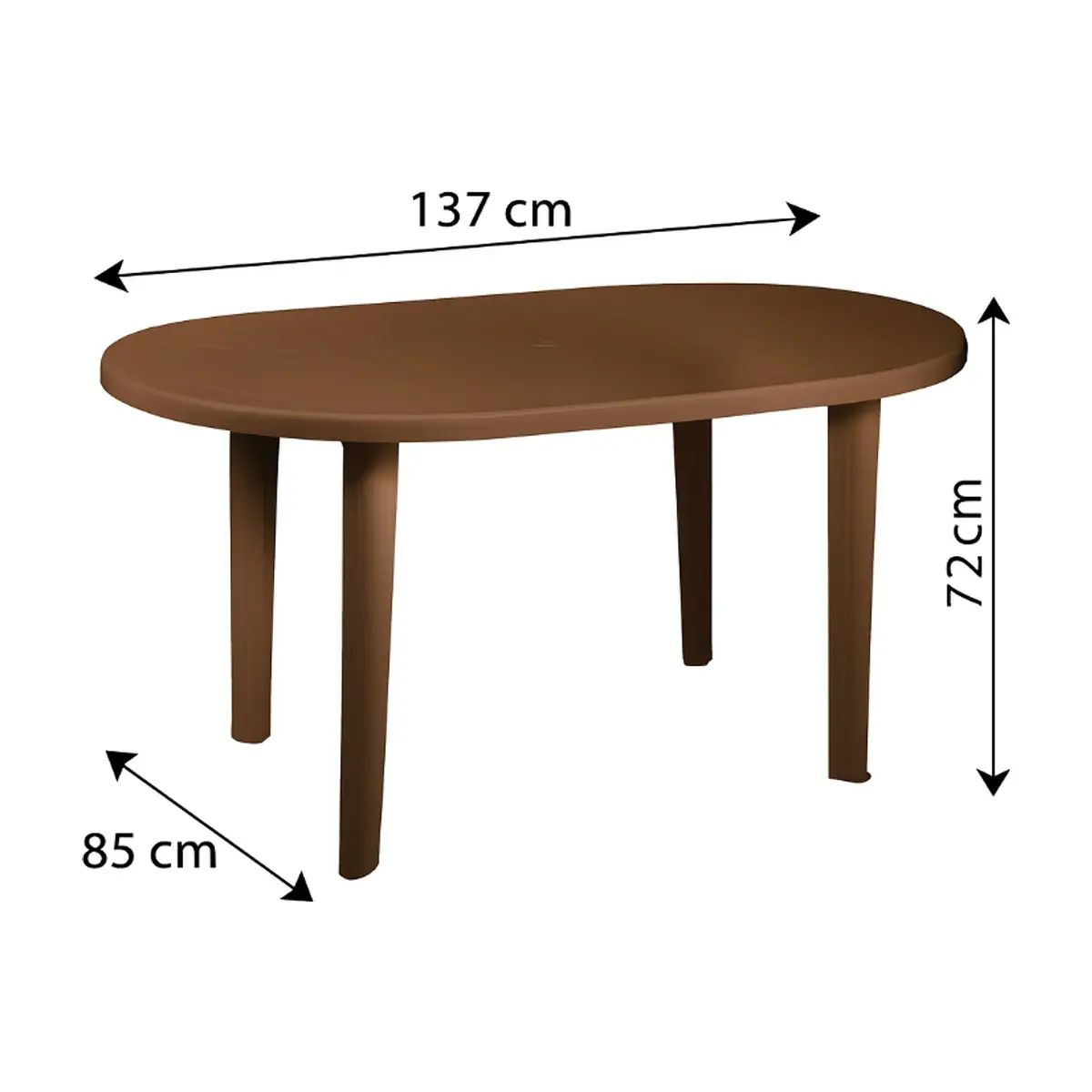 Mesa de resina oval color marrón 137 cm x 85 cm x 72 cm 7house - Thumbnail 3