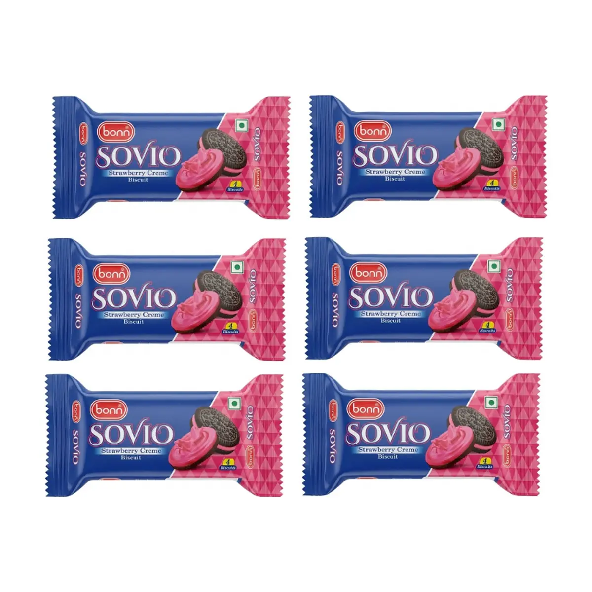 Galletas Sovio con crema de fresa Bonn (6 x 30 g / 1.06 oz)