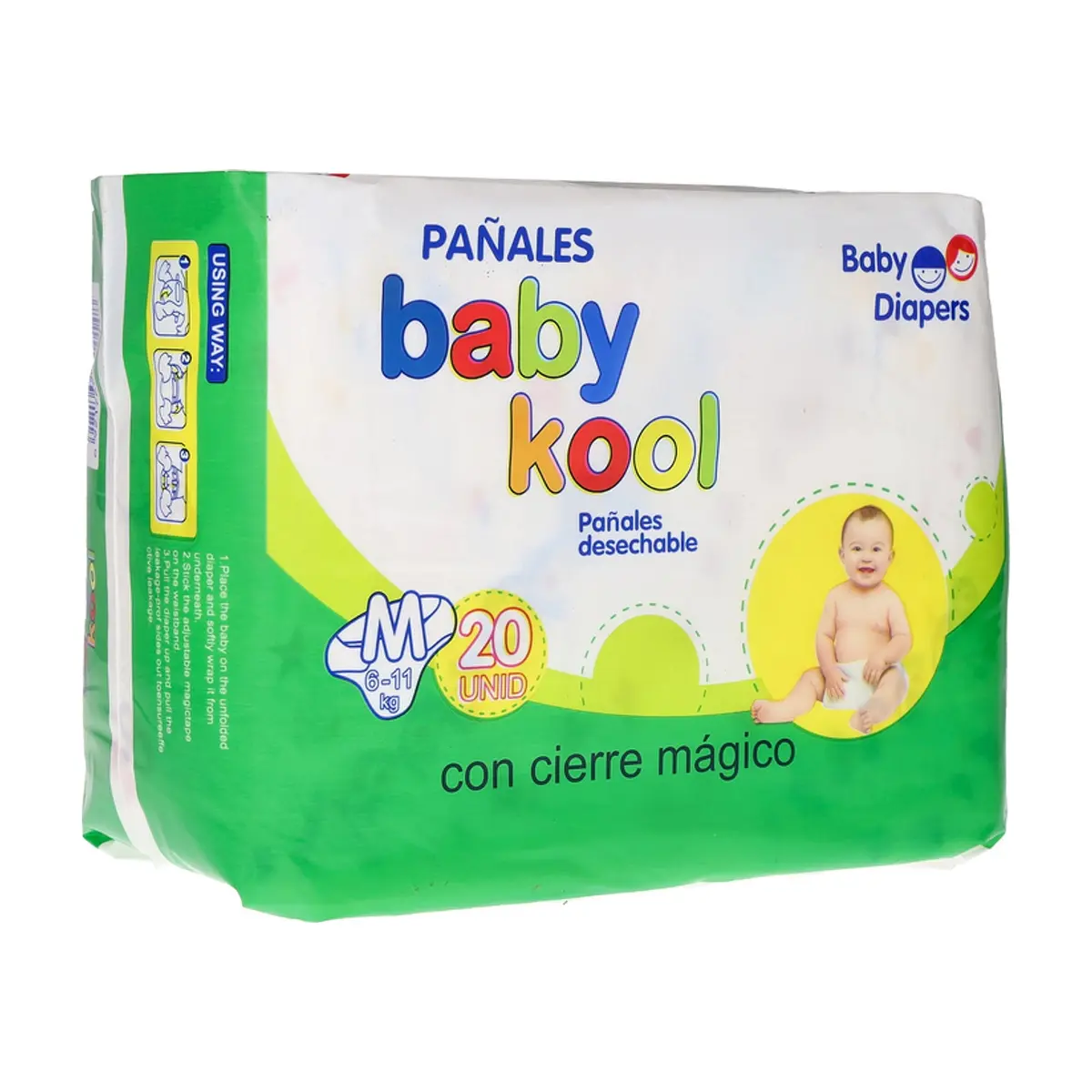 Pañales desechables para bebé talla M baby kool (20 U)