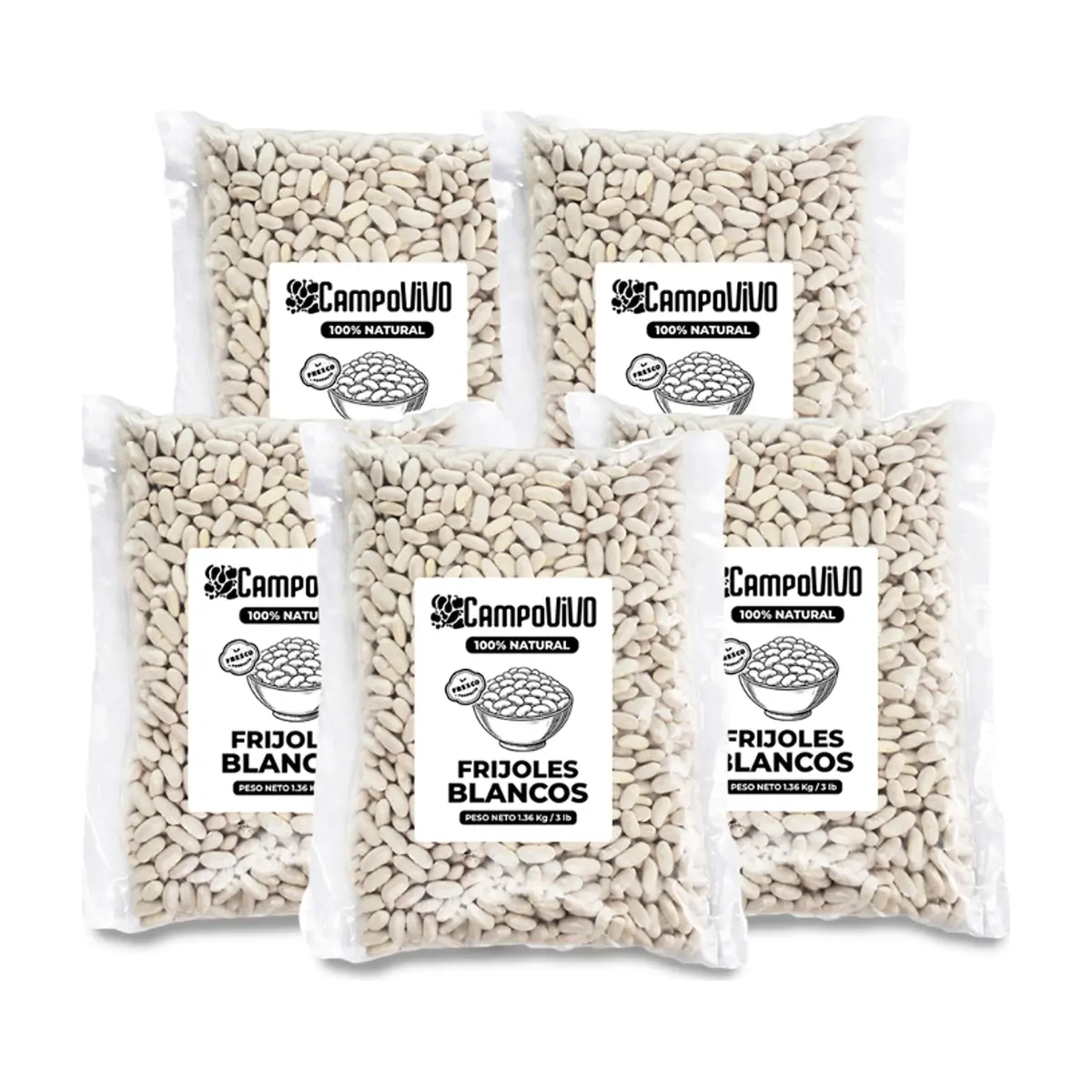 Frijoles blancos Campo Vivo (5 x 1.36 kg / 3 lb) - Miniatura 1