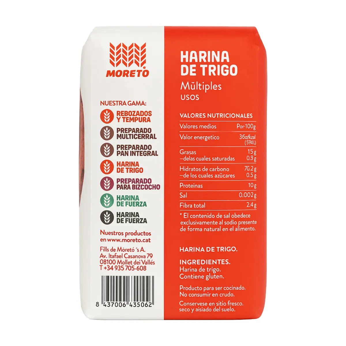 Harina de trigo para múltiples usos Moretó (1 kg / 2.2 lb) - Thumbnail 2