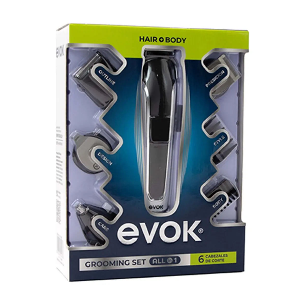 Set de máquina inalámbrica y recargable para cortar cabello incluye 6 cabezales de corte Evok - Thumbnail 6