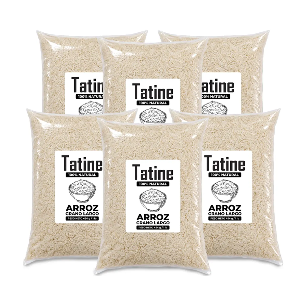 Arroz de grano largo Tatine (6 x 454 g / 1 lb)