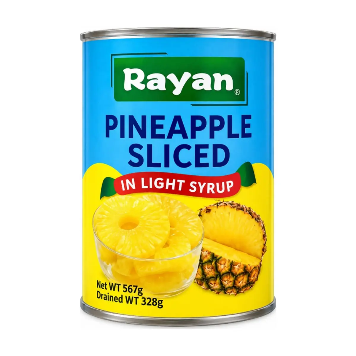 Rodajas de piña en almíbar ligero Rayan (567 g / 1.25 lb)