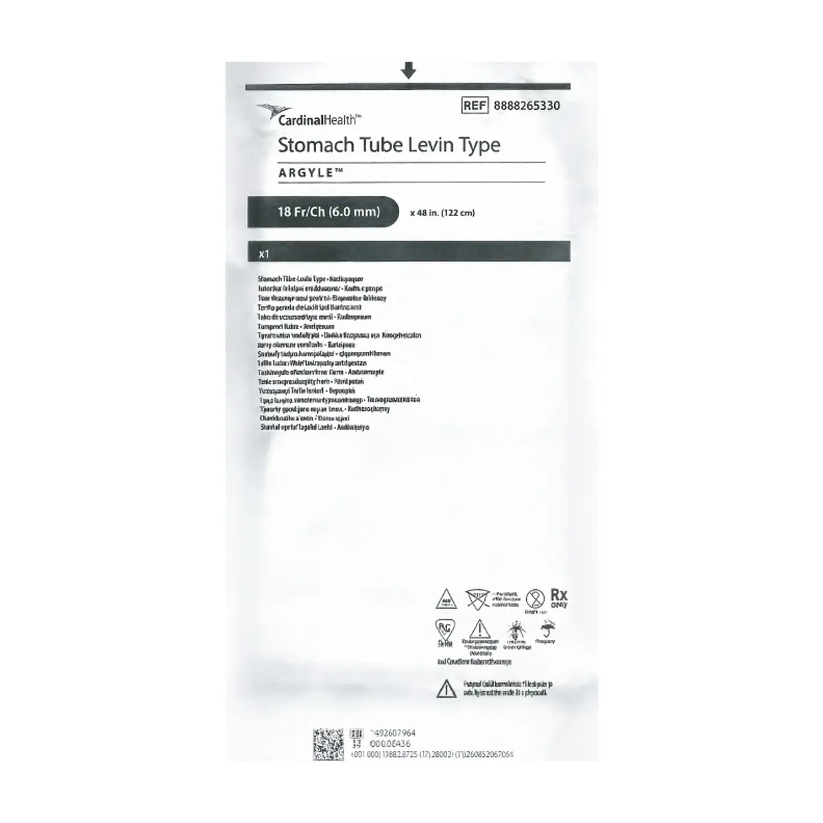 Sonda gástrica tipo levin 18 Fr / Ch 6.0 mm x 48 pulg Cardinal Health - Thumbnail 2