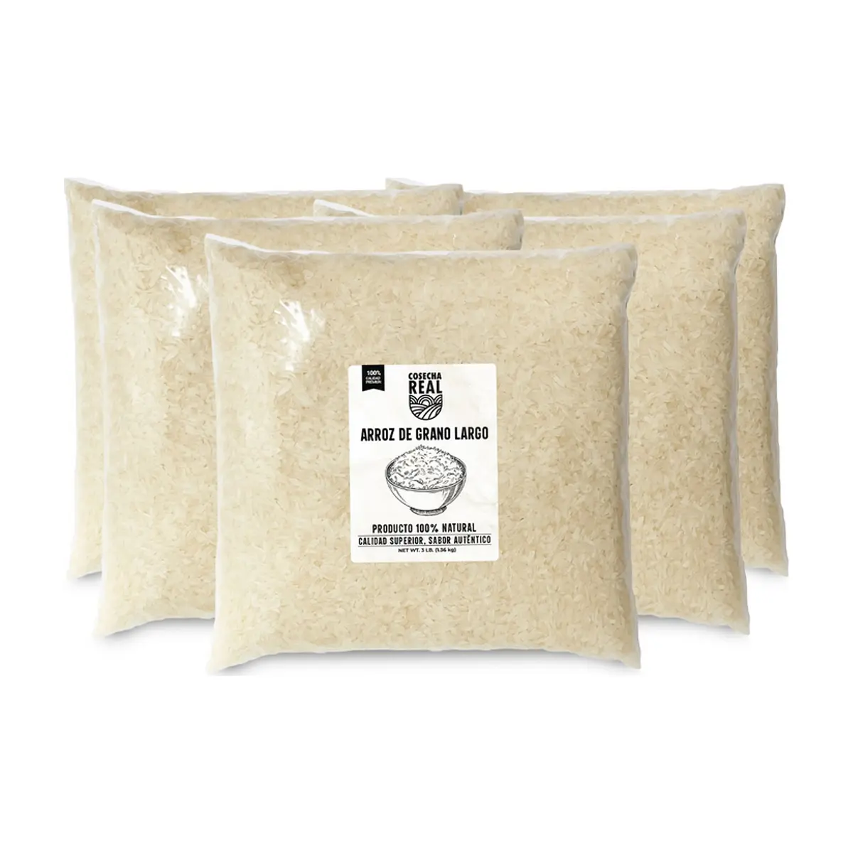 Arroz de grano largo Cosecha Real (5 x 1.36 kg / 3 lb)