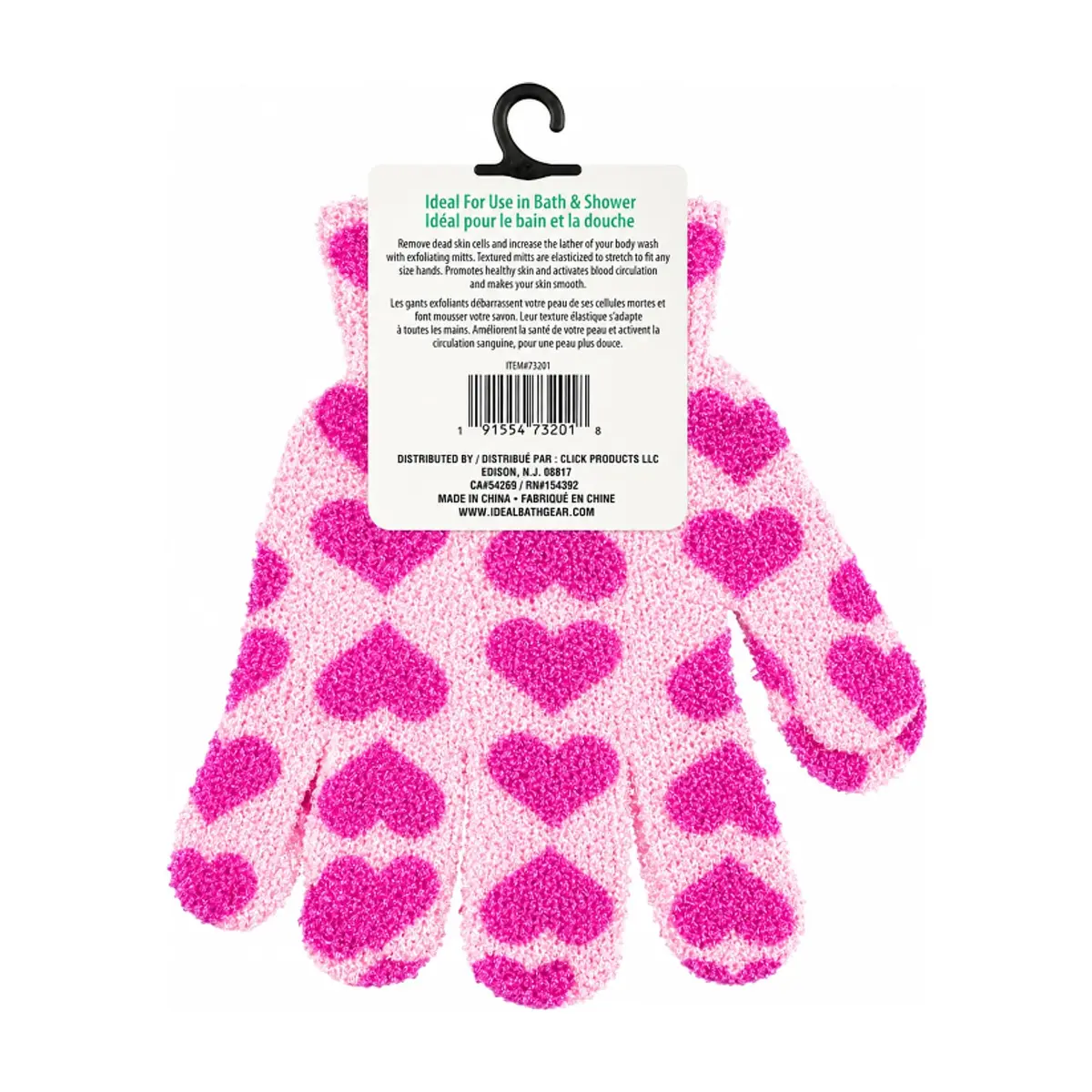 Guantes exfoliantes de baño de lujo con diseño de corazón Ideal Bath (1 U) - Thumbnail 2