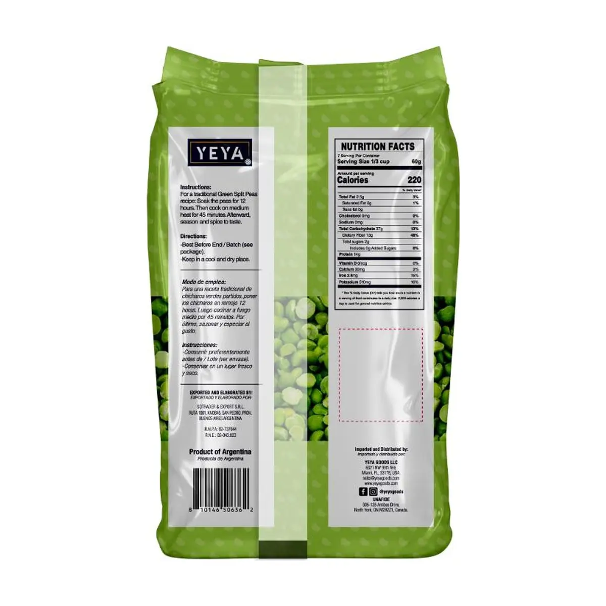 Chícharos verdes partidos YEYA (454 g / 1 lb) - Thumbnail 3