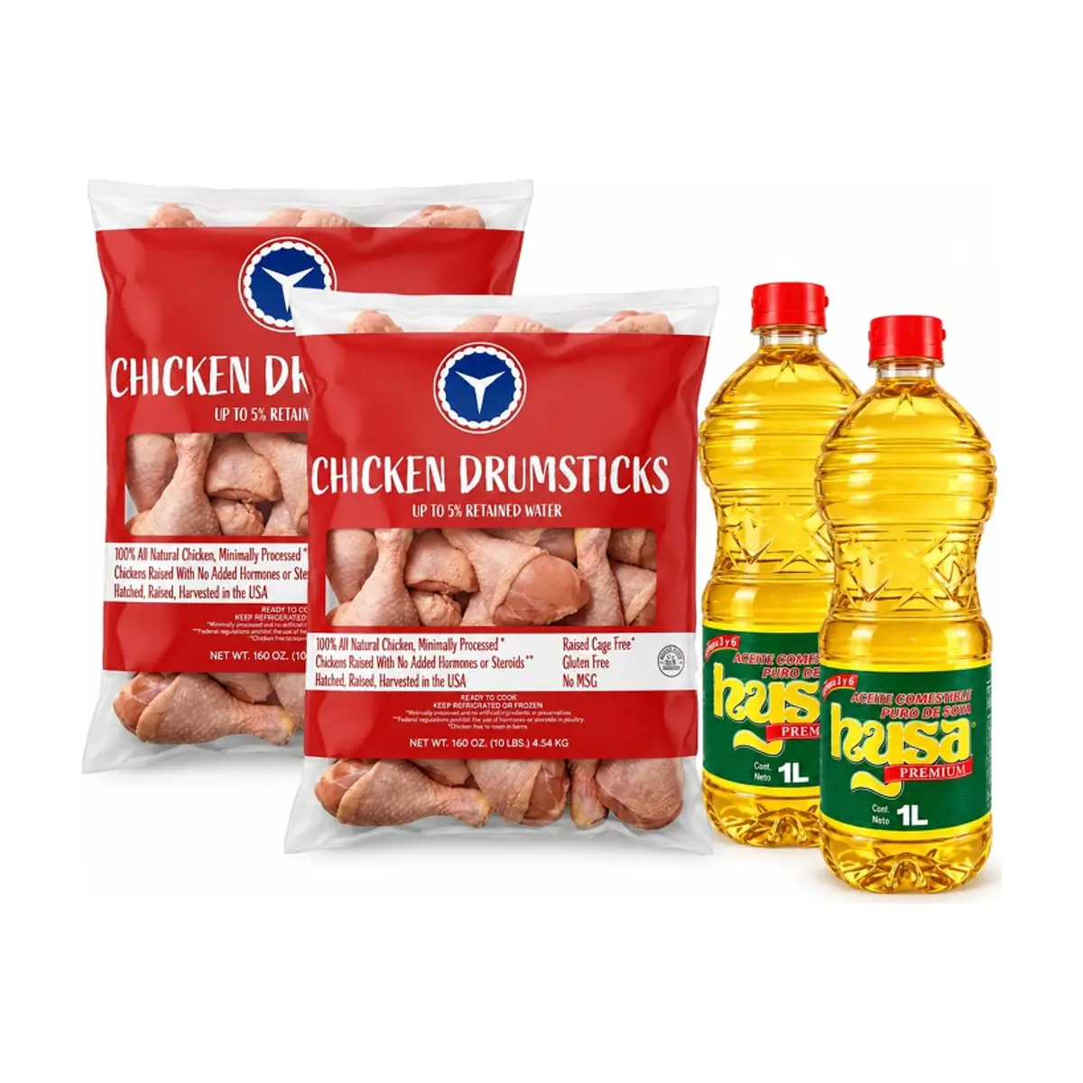 Muslos de pollo +  Aceite de soya puro
