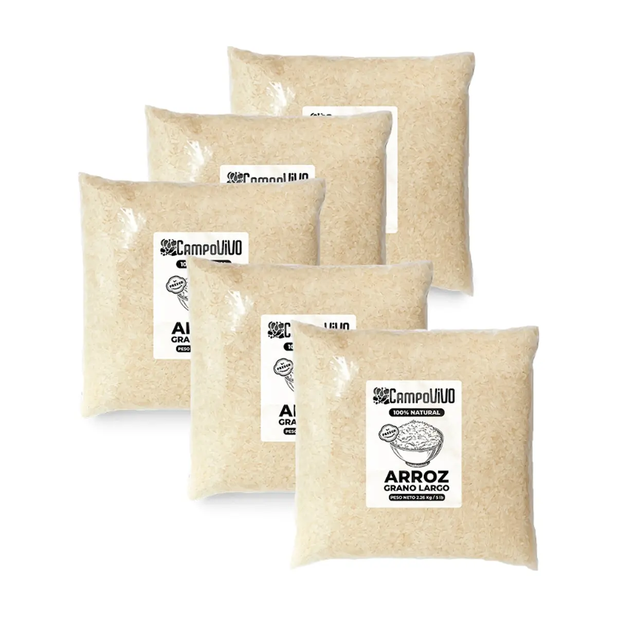Arroz de grano largo Campo Vivo (5 x 2.26 kg / 5 lb)