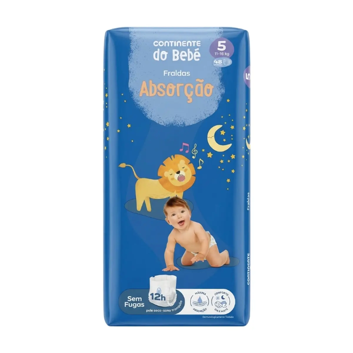 Pañales Absorbentes para bebés de 11 - 16 kg, Talla 5, Continente do Bebé (48 U)