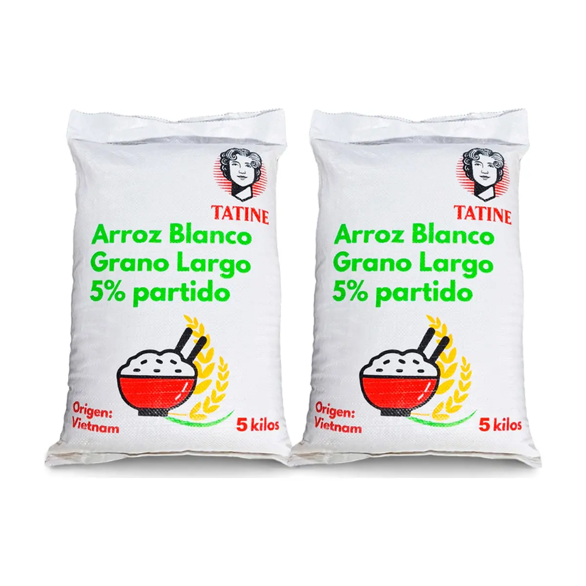 Arroz de grano largo 5% de grano partido Tatine (2 x 5 kg / 11.02 lb)