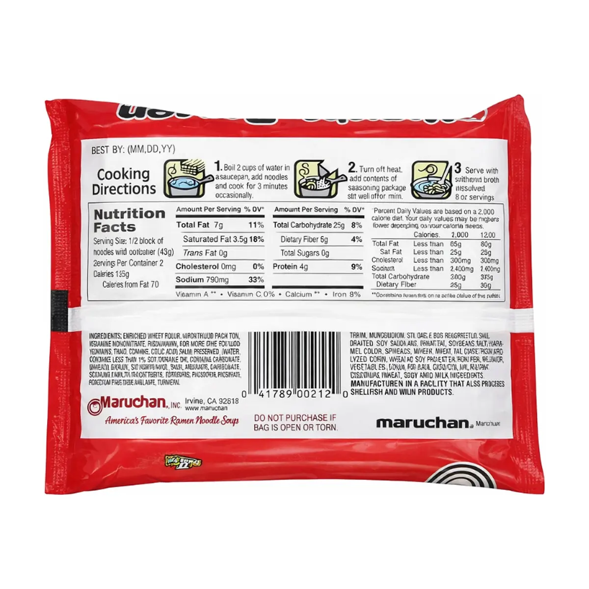 Sopa instantánea de fideos sabor carne de res Maruchan (2 x 85 g / 2.99 oz) - Thumbnail 3