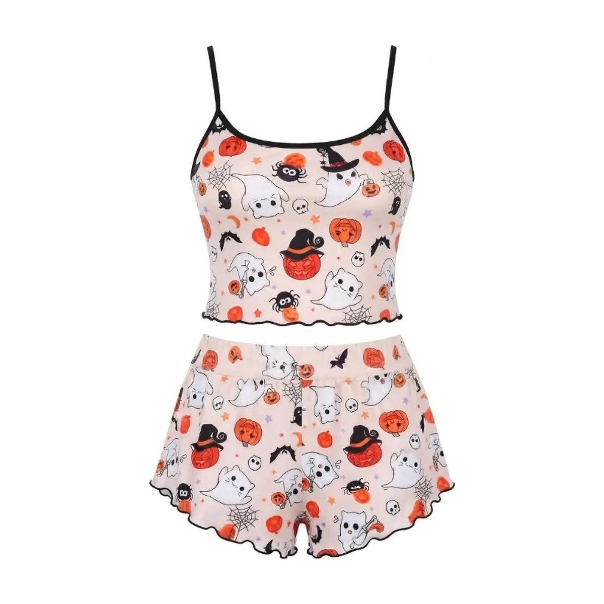 Juego de pijama femenino con diseño de Halloween Manjiaoyi (Talla única)