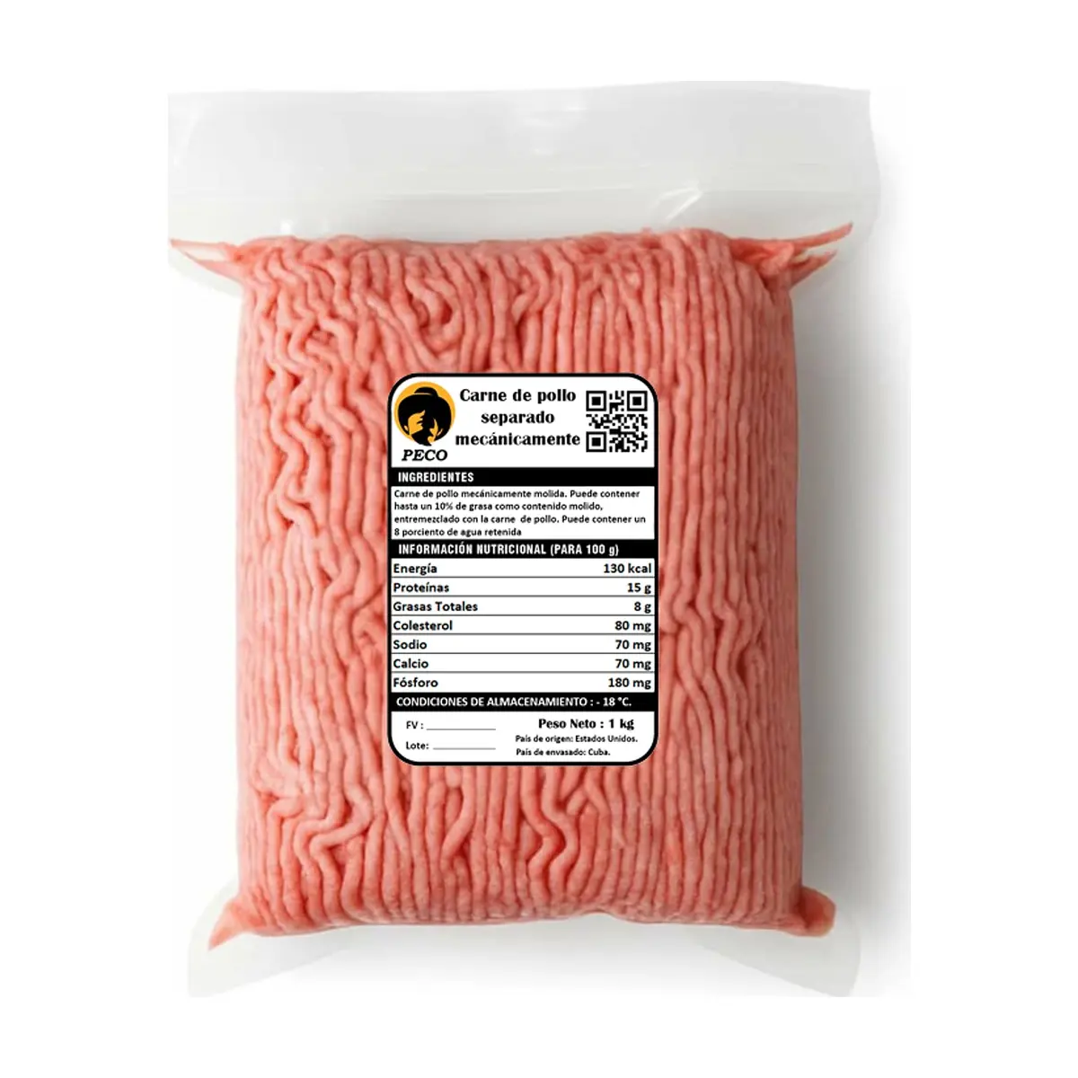 Carne de pollo separado mecánicamente Peco (1 kg / 2.2 lb)