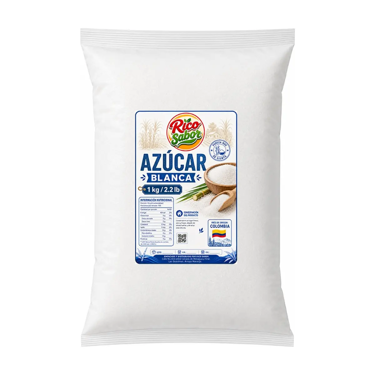 Azúcar blanca Rico Sabor (1 kg / 2.2 lb)