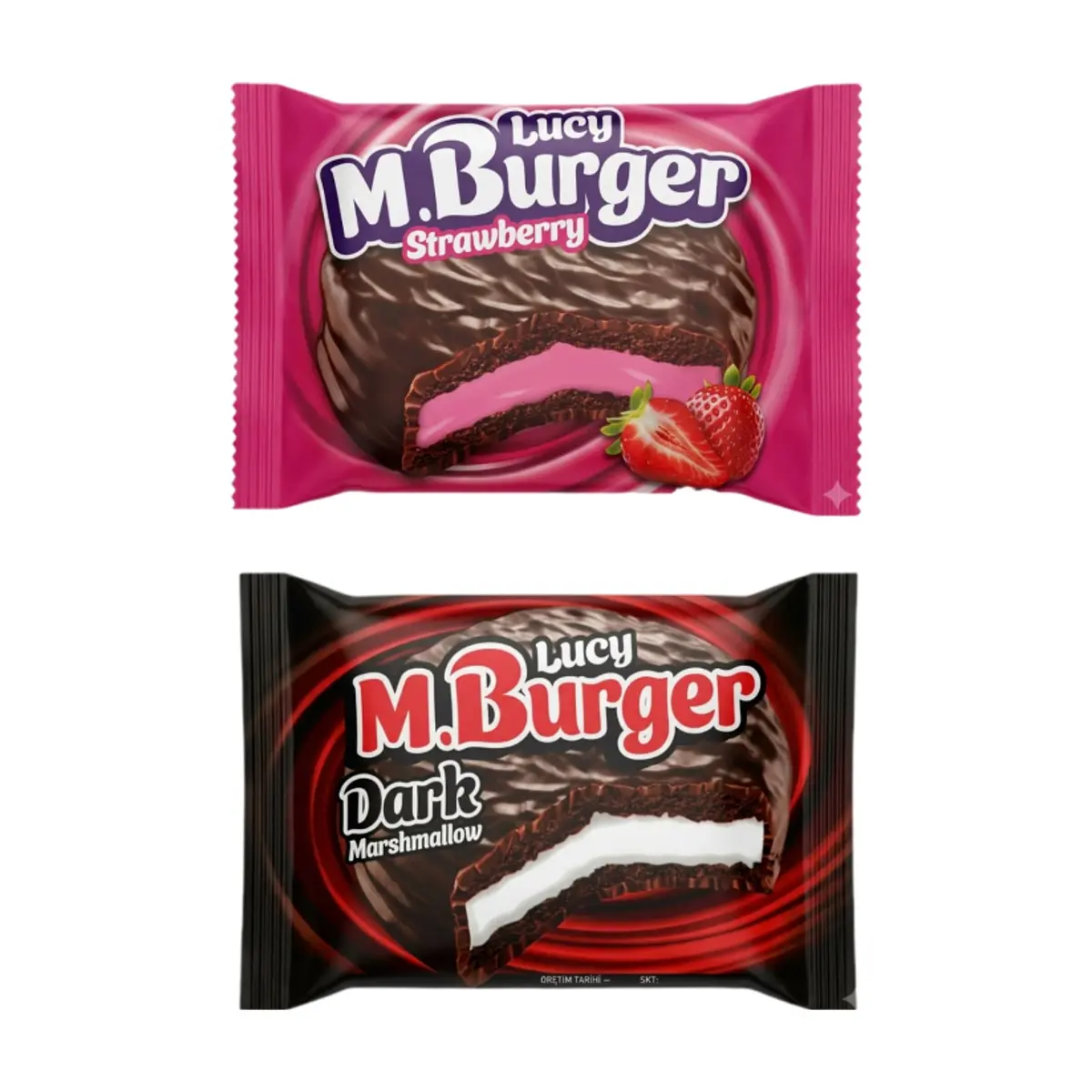 Alfajores de chocolate rellenos de malvavisco y cremas de fresa y chocolate oscuro M. Burger - Imagen 1