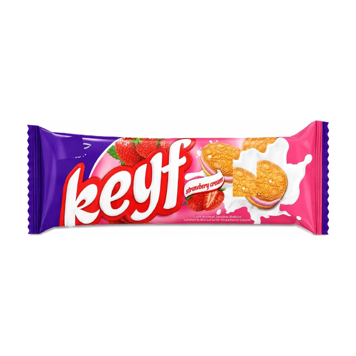 Galleta sándwich con crema de fresa Keyf Golda (8 X 50 g / 1.76 oz) - Thumbnail 2