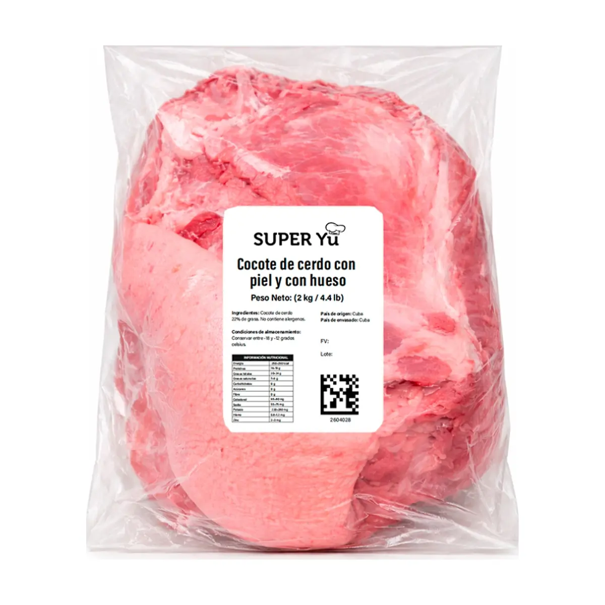 Cocote de cerdo con piel y con hueso Super Yu (2 kg / 4.4 lb) - Miniatura 2