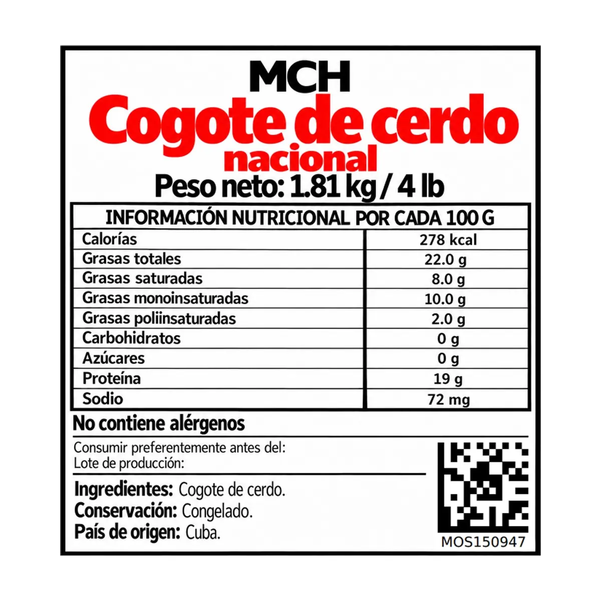Cogote de cerdo nacional MCH (1.81 kg / 4 lb) - Miniatura 2