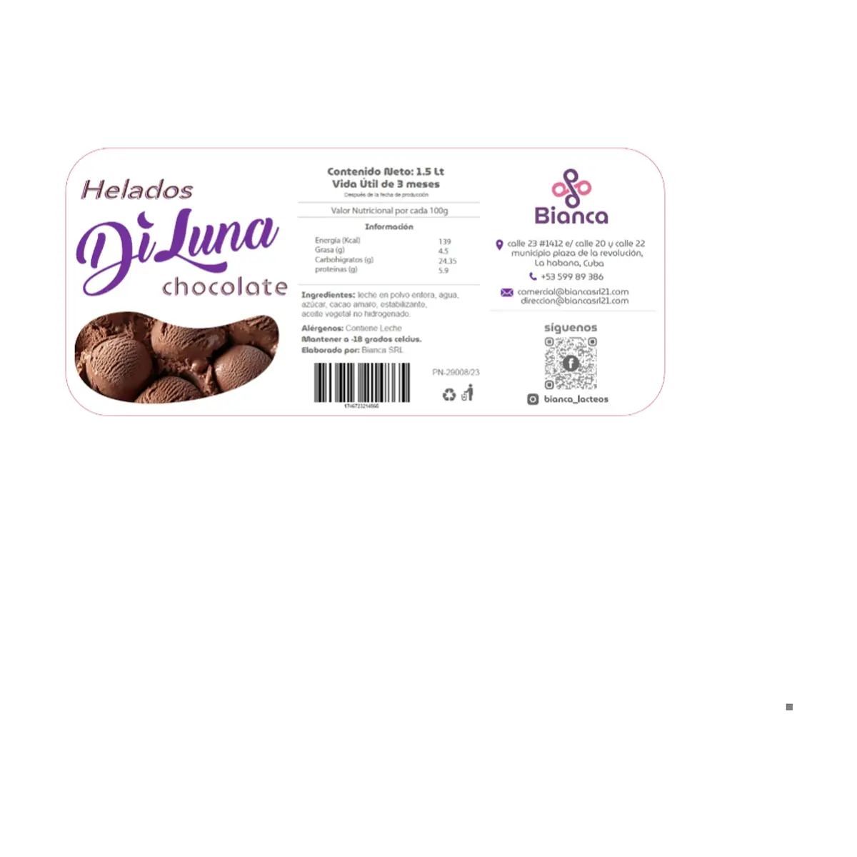Helado sabor chocolate DiLuna (1.5 L) - Thumbnail 3