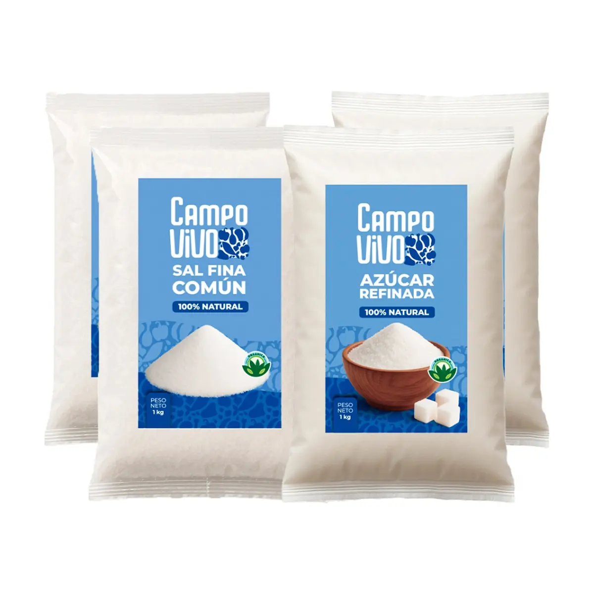 Combo dulce y salado Campo Vivo #3: Sal fina común + Azúcar blanca refinada - Imagen 1