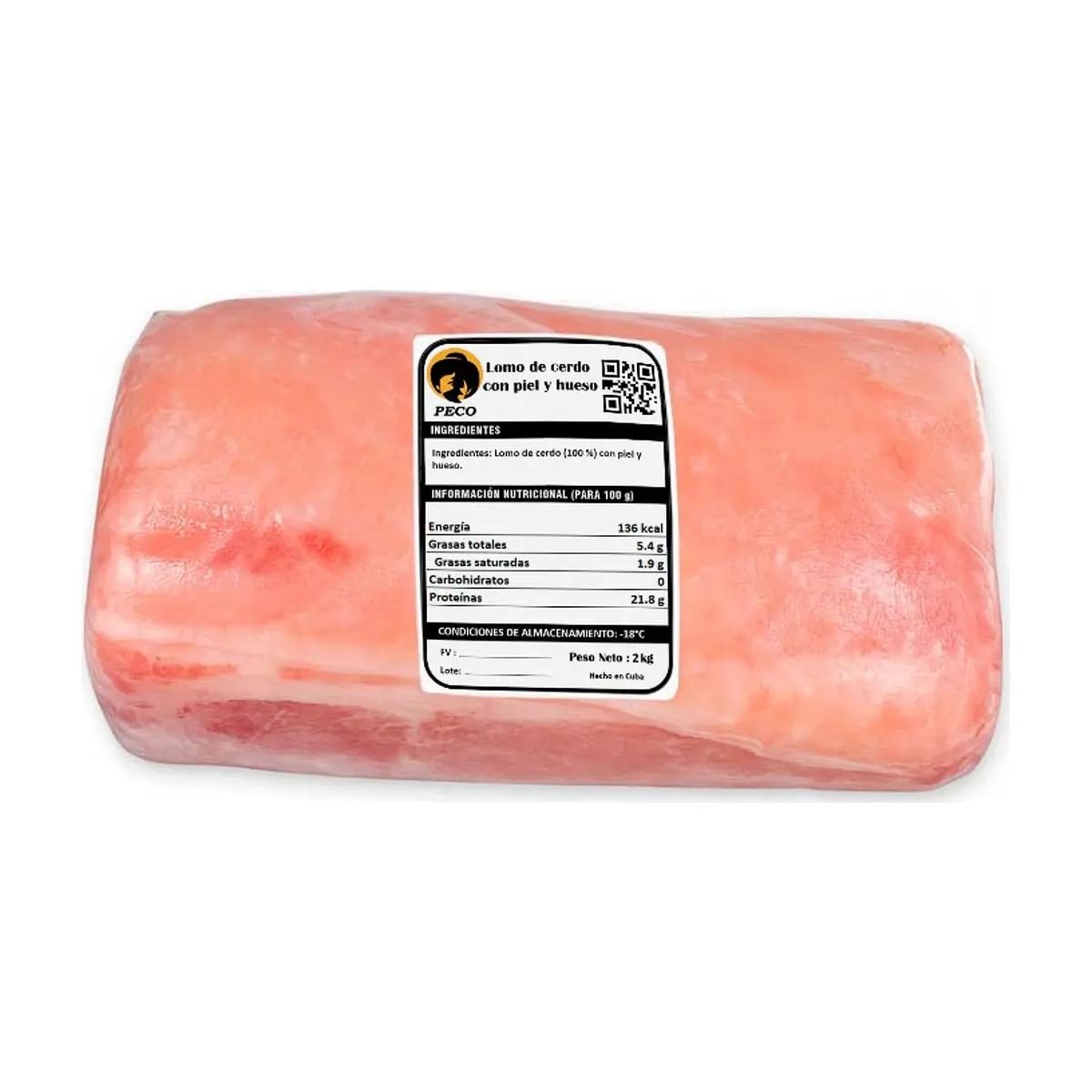 Lomo de cerdo con piel y hueso Peco (2 kg / 4.4 lb) - Miniatura 2