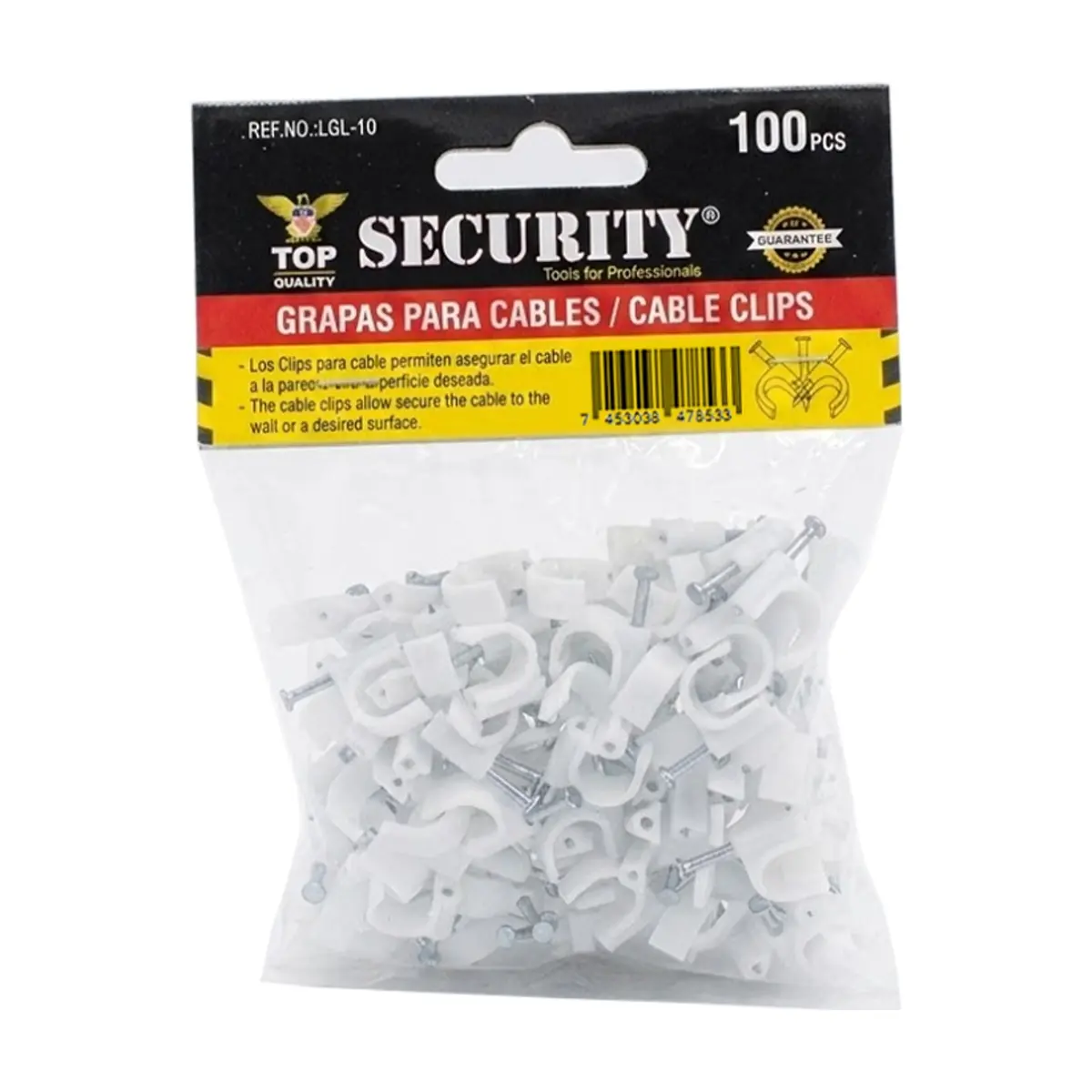 Bolsa de grapas de 10 mm para cables Security