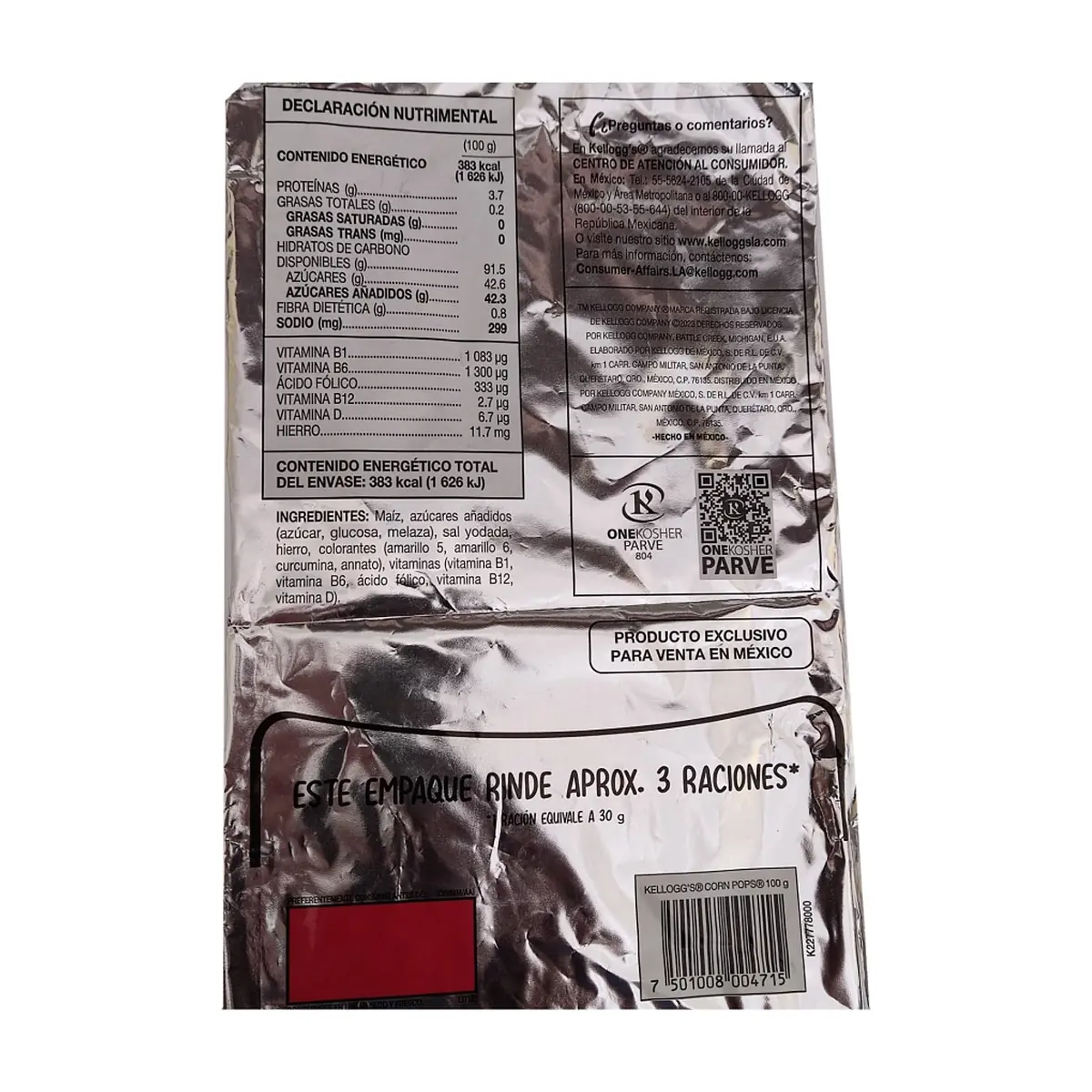 Cereal de maíz inflado y endulzado Kellogg's (100 g / 3.53 oz) - Miniatura 5