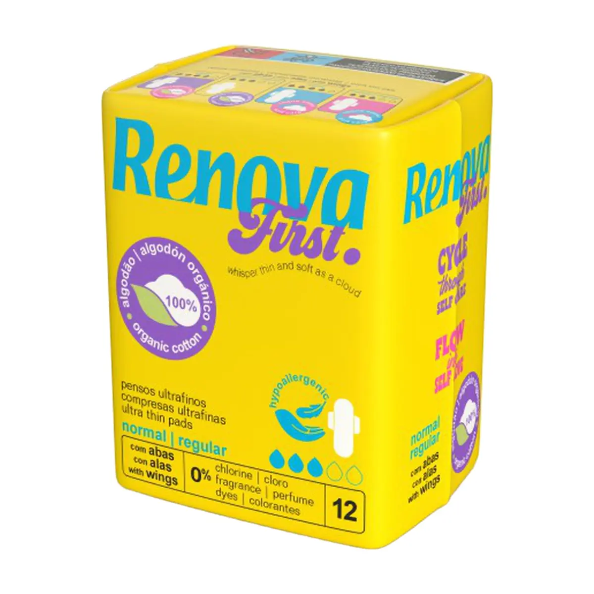 Toallas sanitarias ultrafinas con alas normal Renova (12 U)