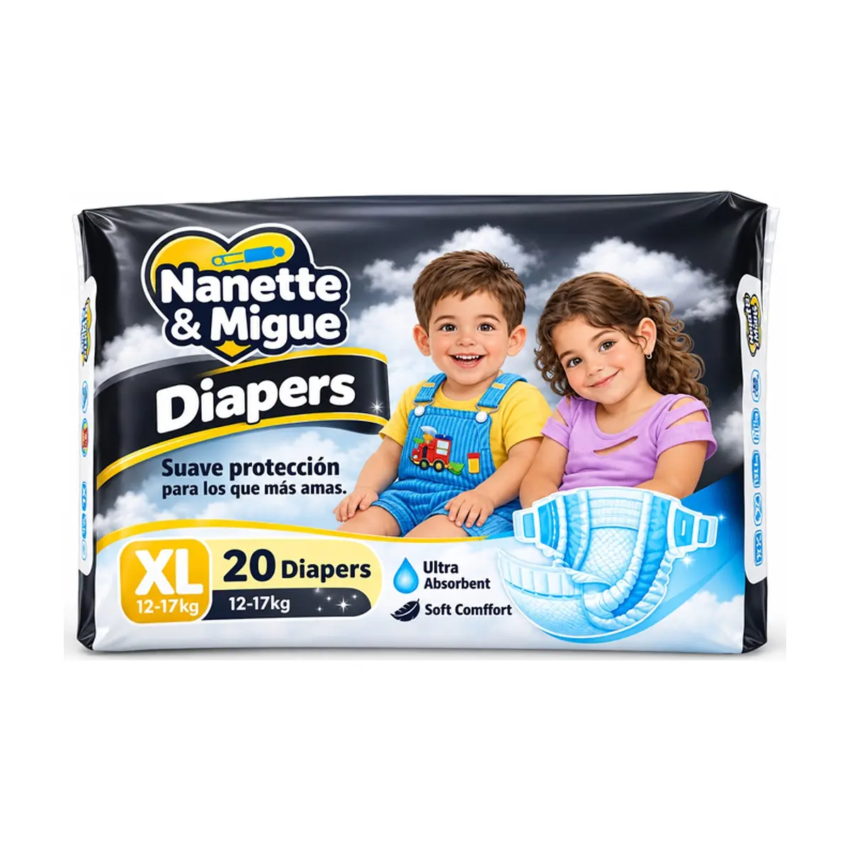 Pañales desechables para bebé talla XL Nanette & Migue (20 U)